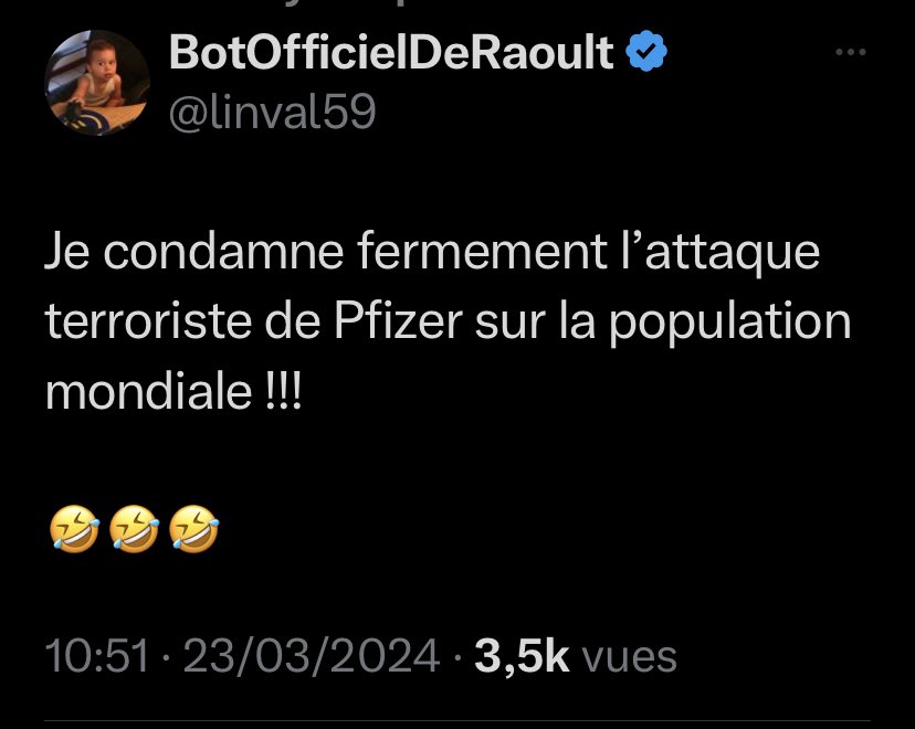 Je condamne l'atttaque de Pfizer