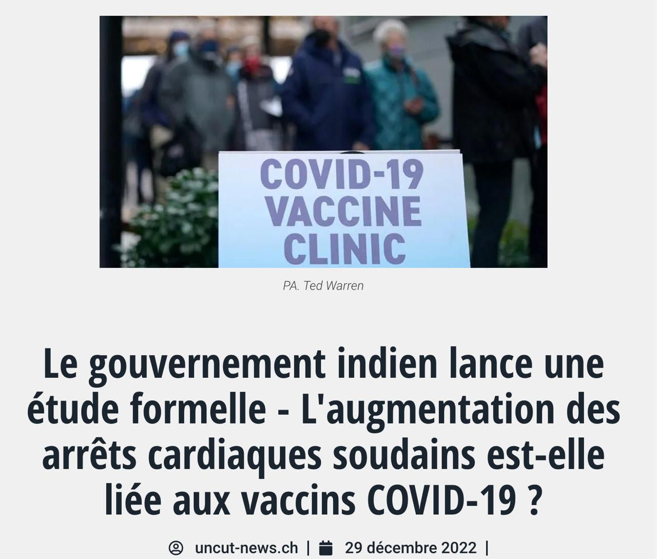 Gouvernement indien et tude des arrts cardiaques