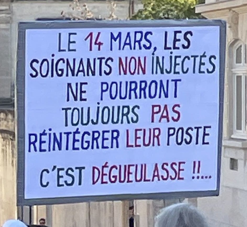 Les soignants toujours pas rintgrs le 14 mars